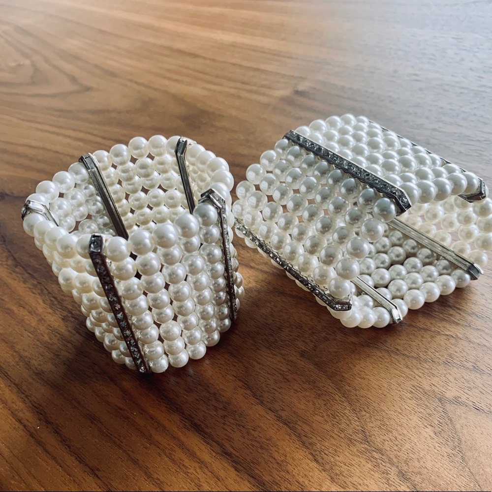 Two Pearl Cuff Bracelets